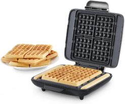 DASH No-Drip Waffle Maker - Four Waffle Molds, Nonstick Waffle Iron with Quick Heat-Up, Nonstick Surface - Perfect Waffle Maker for Kids and Families, Just Add Batter