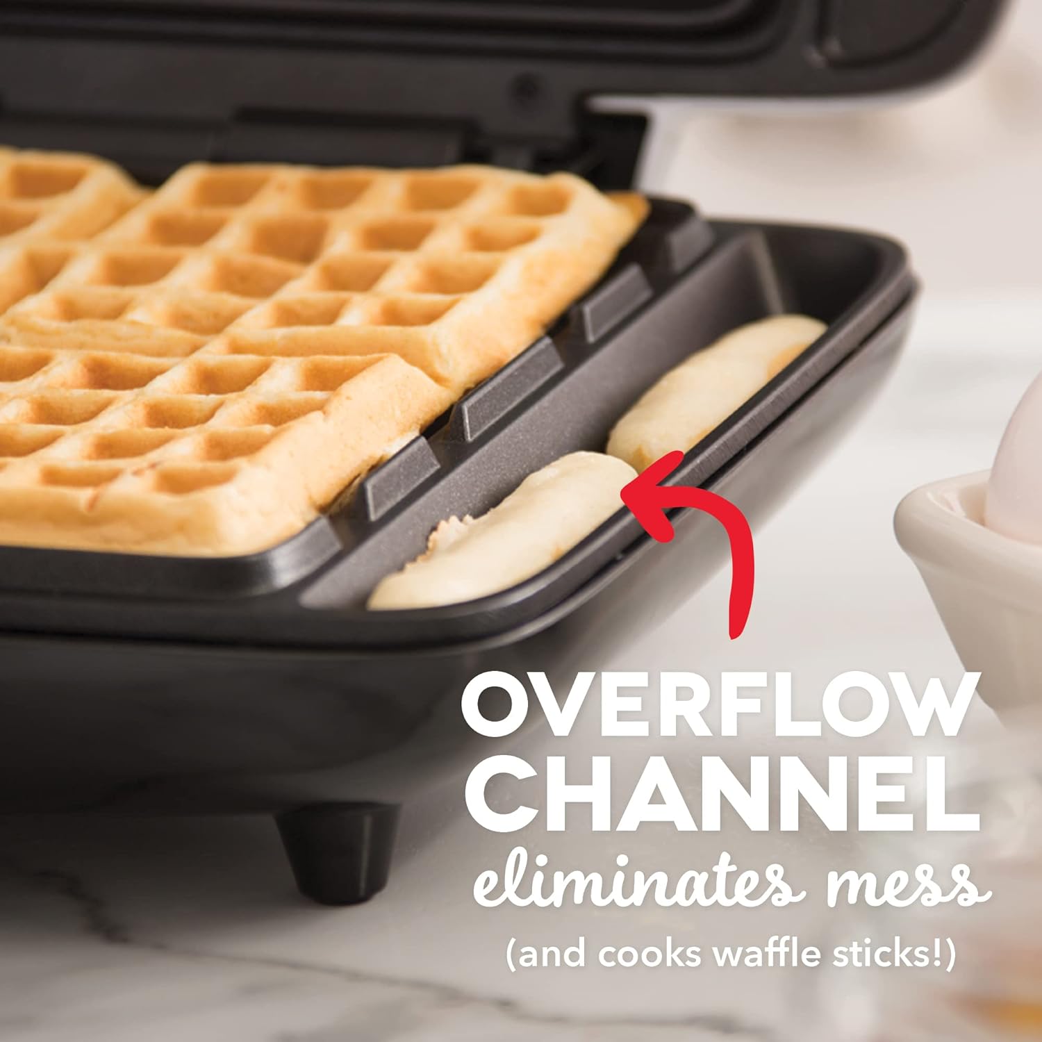DASH No-Drip Waffle Maker - Four Waffle Molds, Nonstick Waffle Iron with Quick Heat-Up, Nonstick Surface - Perfect Waffle Maker for Kids and Families, Just Add Batter4