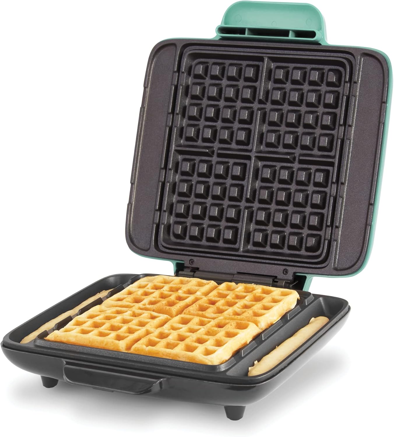 Dash Deluxe No-Drip Waffle Iron Maker Machine 1200W + Hash Browns, or Any Breakfast, Lunch, & Snacks with Easy Clean, Non-Stick + Mess Free Sides, Aqua Dash Deluxe No-Drip Waffle Iron Maker Machine 1200W + Hash Browns, or Any Breakfast, Lunch, & Snacks with Easy Clean, Non-Stick + Mess Free Sides, Aqua