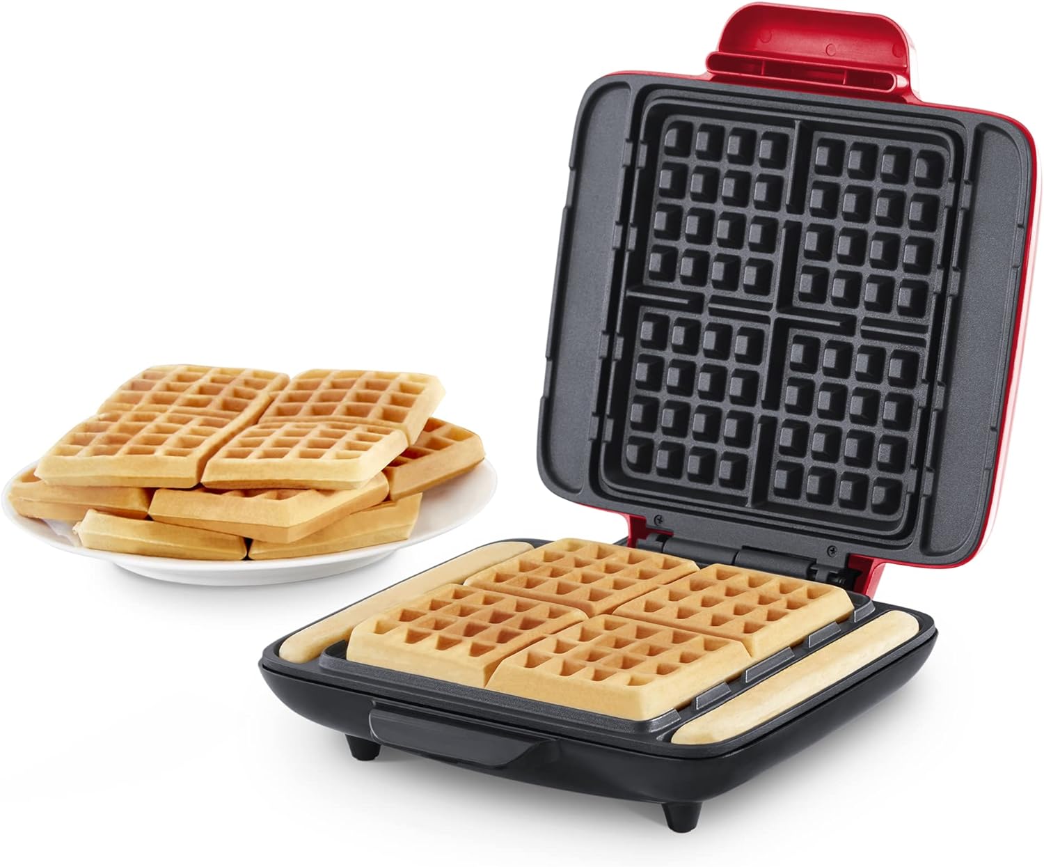 Dash Deluxe No-Drip Waffle Iron Maker Machine 1200W + Hash Browns, or Any Breakfast, Lunch, & Snacks with Easy Clean, Non-Stick + Mess Free Sides, Red Dash Deluxe No-Drip Waffle Iron Maker Machine 1200W + Hash Browns, or Any Breakfast, Lunch, & Snacks with Easy Clean, Non-Stick + Mess Free Sides, Red