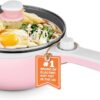 Dezin Hot Pot Electric Upgraded, Non-Stick Sauté Pan, Rapid Noodles Electric Pot, 1.5L Mini Portable Hot Pot for Steak, Egg, Fried Rice, Ramen, Oatmeal, Soup with Power Adjustment (Egg Rack Included)