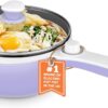 Dezin Hot Pot Electric Upgraded, Non-Stick Sauté Pan, Rapid Noodles Electric Pot, 1.5L Mini Portable Hot Pot for Steak, Egg, Fried Rice, Ramen, Oatmeal, Soup with Power Adjustment(Egg Rack Included)