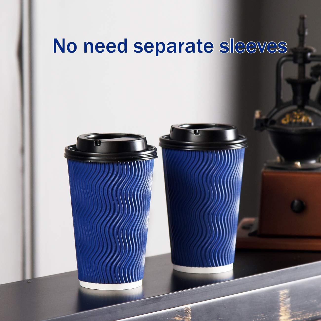 Disposable Coffee Cups with Lids and Straws - 16 oz (90 Set) Togo Hot Paper Coffee Cup with Lid To Go for Hot Cold Beverages Espresso Tea Insulated Reusable Cold Drinks Ripple Cups Protect Fingers!6