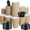 Disposable Paper Coffee Cups with Lids, 100 pack 12 oz Ripple Wall Insulated To Go Coffee Cups for Hot/Cold Beverage, Recyclable Takeaway Drinking Cups for Home Office Cafe Party