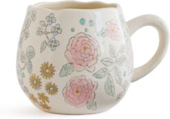 Dorotea Hand Painted Coffee and Tea Mugs, 16 Ounce, Set of 4, Assorted