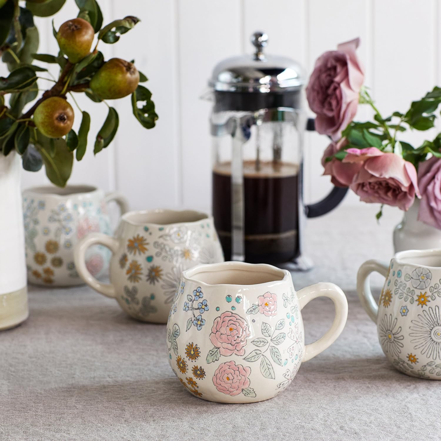 Dorotea Hand Painted Coffee and Tea Mugs, 16 Ounce, Set of 4, Assorted2