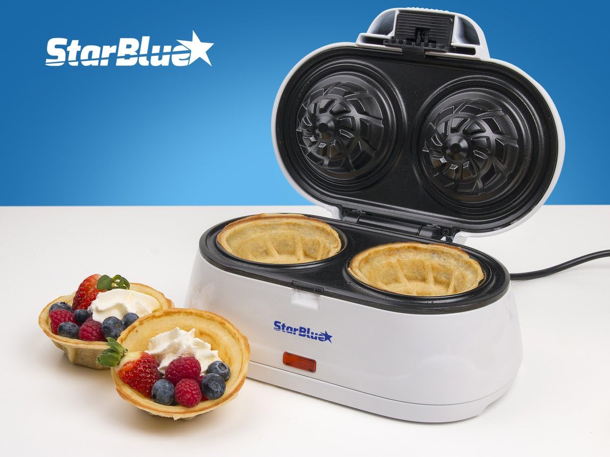 Double Waffle Bowl Maker by StarBlue - White - Make bowl shapes Belgian waffles in minutes Best for serving ice cream and fruit Gift ideas 110V 50 60Hz 1200W3