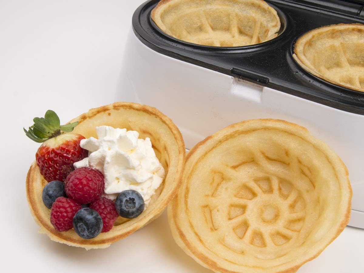 Double Waffle Bowl Maker by StarBlue - White - Make bowl shapes Belgian waffles in minutes Best for serving ice cream and fruit Gift ideas 110V 50 60Hz 1200W8