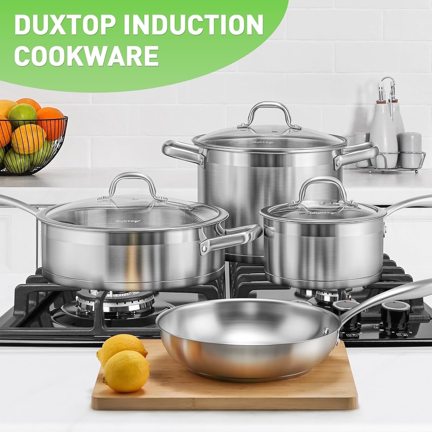 Duxtop Professional Stainless Steel Pots and Pans Set, 17PC Induction Cookware Set, Impact-bonded Technology0