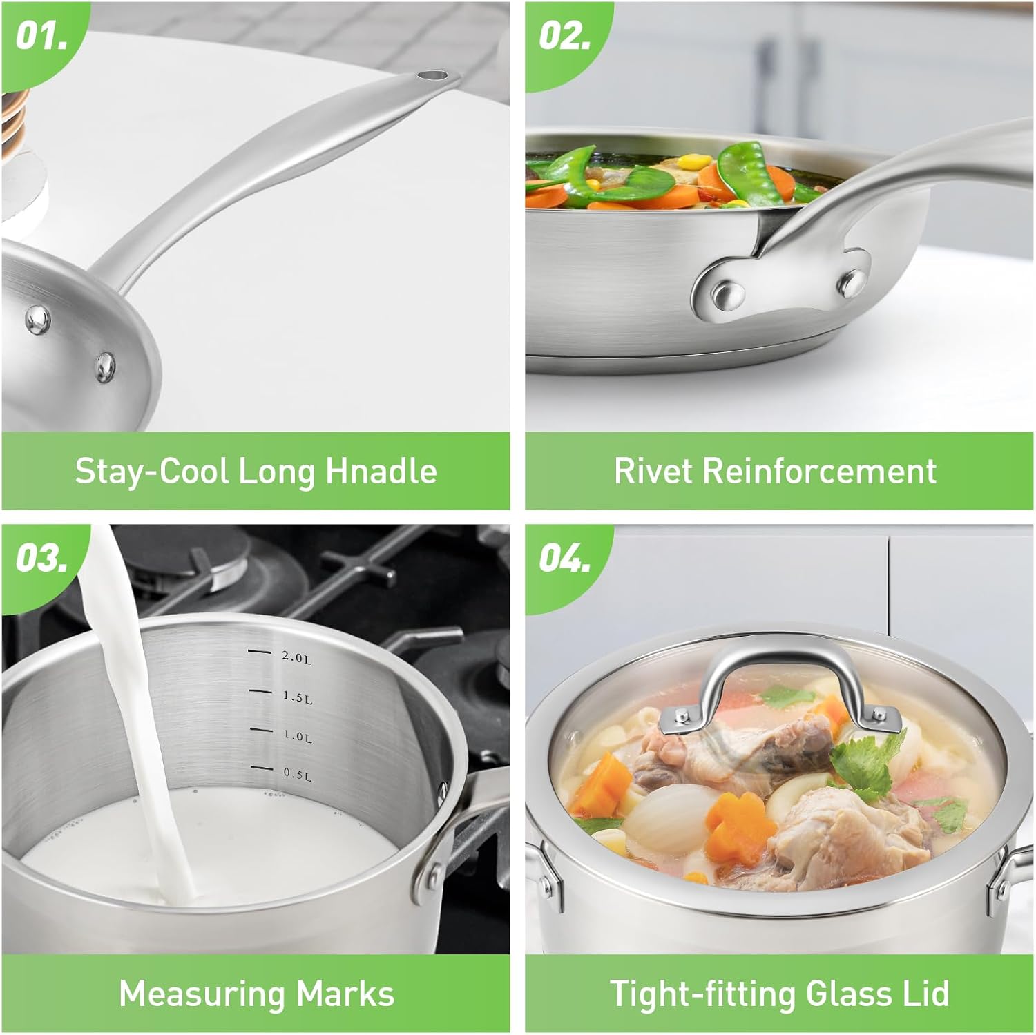 Duxtop Professional Stainless Steel Pots and Pans Set, 17PC Induction Cookware Set, Impact-bonded Technology7