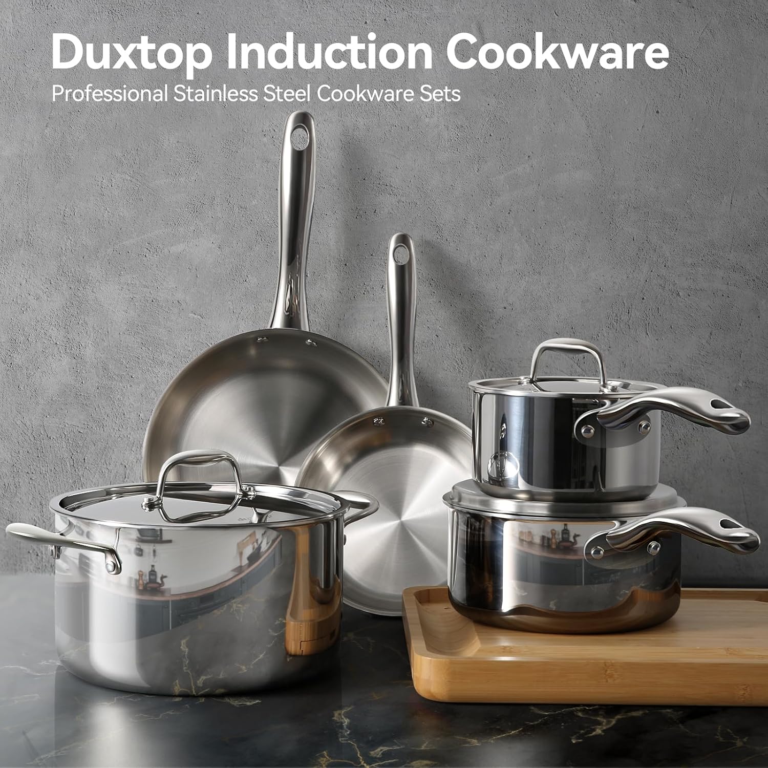 Duxtop Whole-Clad Tri-Ply Stainless Steel Induction Cookware Set, 9PC Kitchen Pots and Pans Set1