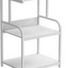 EasyCom Printer Stand- Large 3 Tier Printer Table with Wheels- Industrial Printer Storage Cart- Rolling Printer Cart with Storage Shelf for Printer Scanner Fax Home Office Use- White
