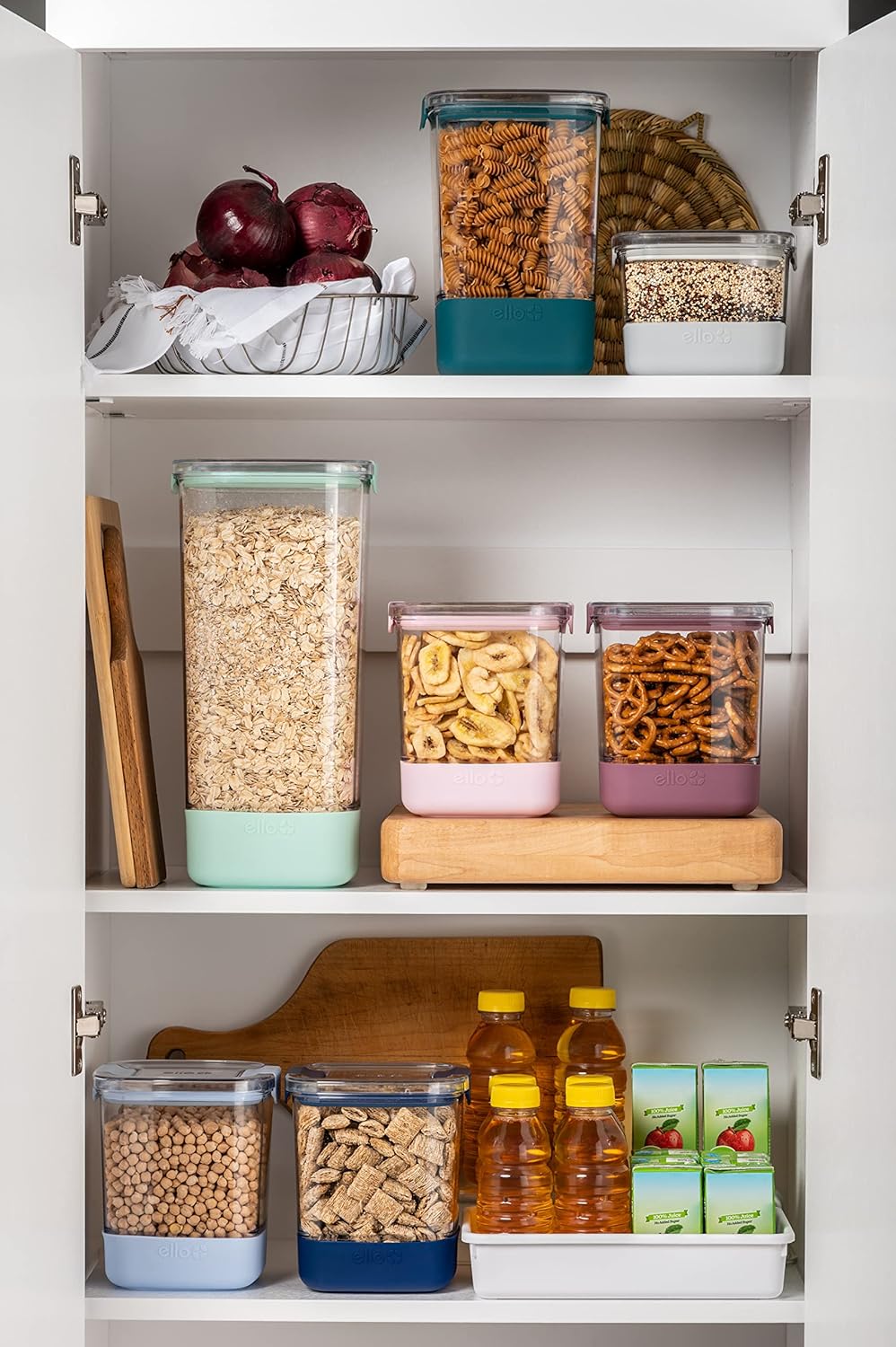 Ello Airtight Food Storage Plastic Canisters with Non-Slip Base Locking Lids and Labels7