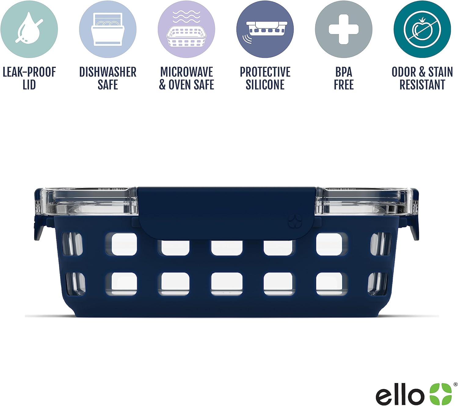 Ello Duraglass Mixed Meal Prep Sets Leak-Proof Glass Food Storage Containers with Silicone Sleeves and Airtight BPA-Free Lids, Dishwasher, Microwave, and Freezer Safe1