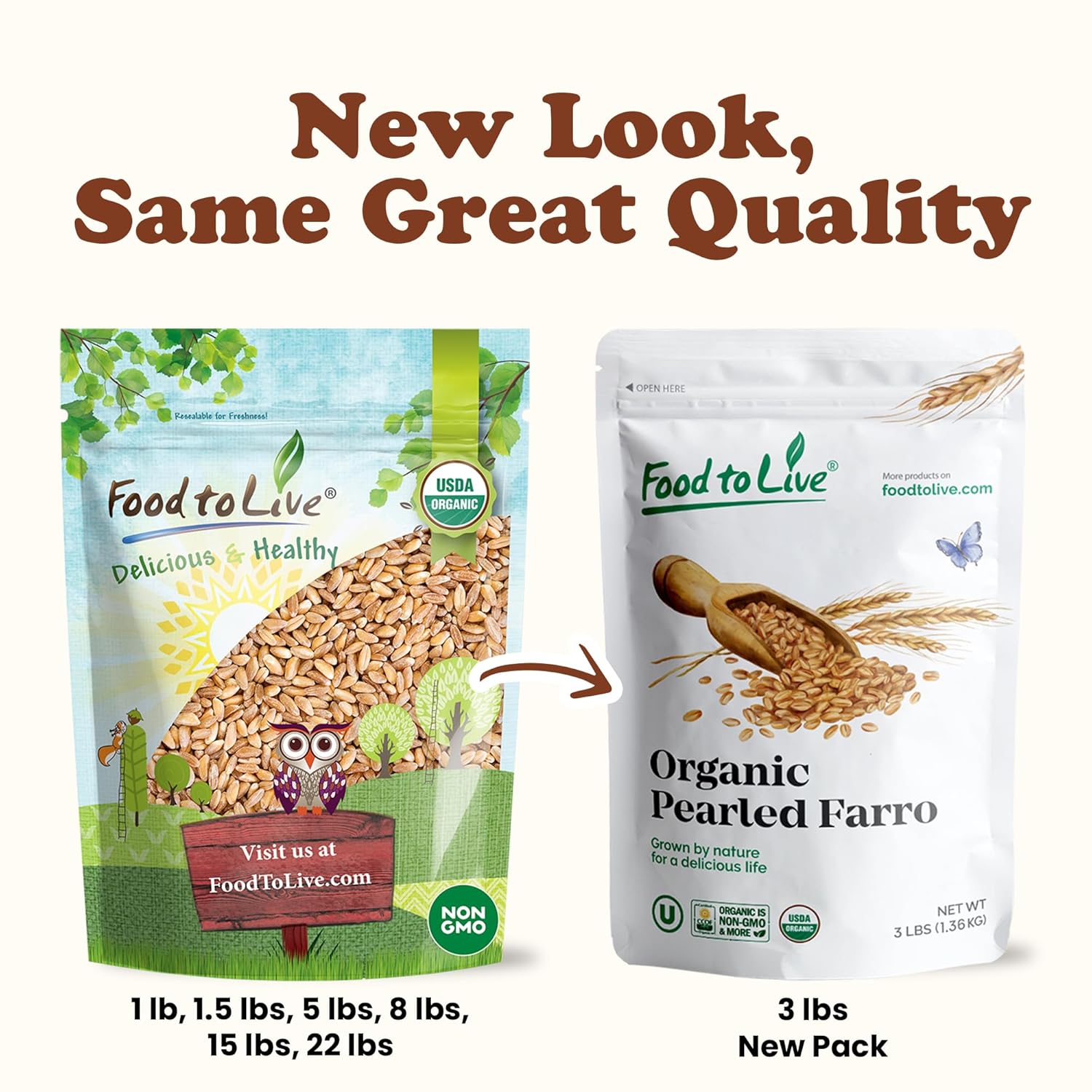 Food to Live Organic Italian Pearled Farro, 8 Pounds – Non-GMO, Kosher, Vegan, Whole Farro Grain in Bulk. Good Source of Fiber and Protein. Free of Sodium and Sugar6