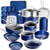 GRANITESTONE 20 Pc Kitchen Pots and Pans Set Non Stick Cookware Set, Kitchen Cookware Sets, Granite Nonstick Cookware Set, Diamond Coated Non Toxic Cookware Set, Oven & Dishwasher Safe - Blue…