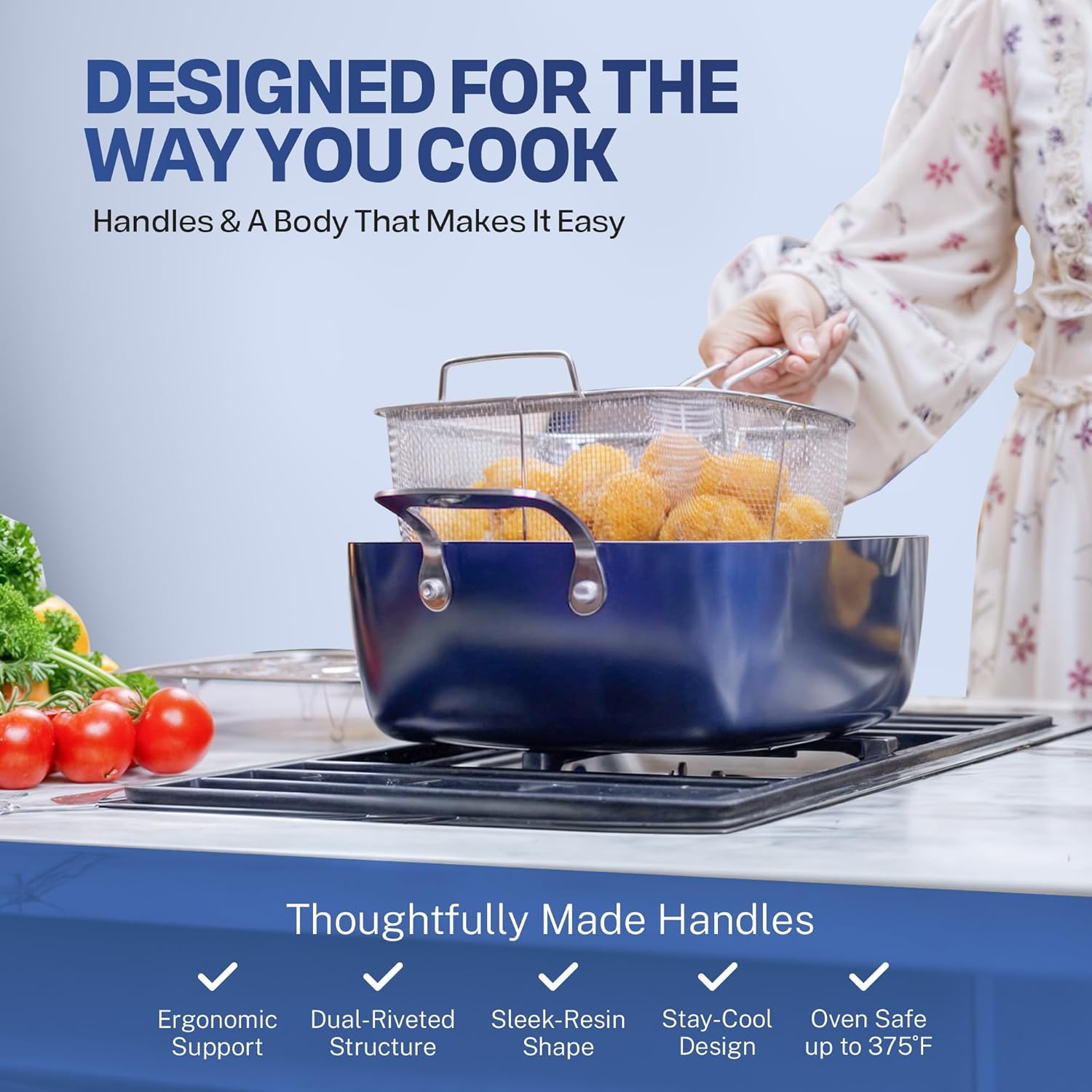 GRANITESTONE 20 Pc Kitchen Pots and Pans Set Non Stick Cookware Set, Kitchen Cookware Sets, Granite Nonstick Cookware Set, Diamond Coated Non Toxic Cookware Set, Oven & Dishwasher Safe - Blue…0