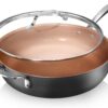 Gotham Steel Nonstick Deep Saute Pan with Lid – 5.5 Quart Large Ceramic Jumbo Cooker 12 Inch Frying Pan with Lid, Stay Cool Handle + Helper Handle, Oven & Dishwasher Safe, 100% PFOA Free