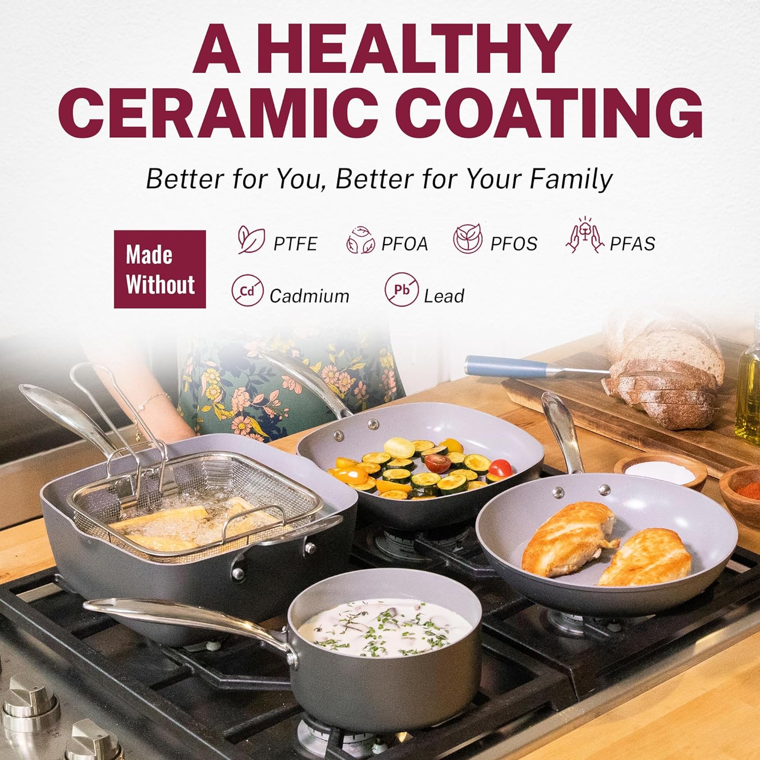 Granitestone 13 Pc Ceramic Pots and Pans Set Non Stick Cookware Set, Kitchen Cookware Sets, Pot and Pan Set, Hard Anodized Ceramic Cookware Set, Nonstick Cookware Set, Dishwasher Safe4