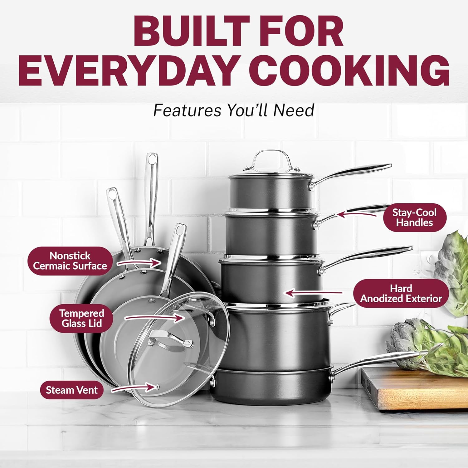 Granitestone 13 Pc Ceramic Pots and Pans Set Non Stick Cookware Set, Kitchen Cookware Sets, Pot and Pan Set, Hard Anodized Ceramic Cookware Set, Nonstick Cookware Set, Dishwasher Safe7