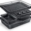 Granitestone Black 6 Pc Stackable Nonstick Bakeware Set With Oven Pans, Baking Sheet, Wire Rack - Complete Kitchen Baking Set, Oven/Dishwasher Safe, 100% Non Toxic…