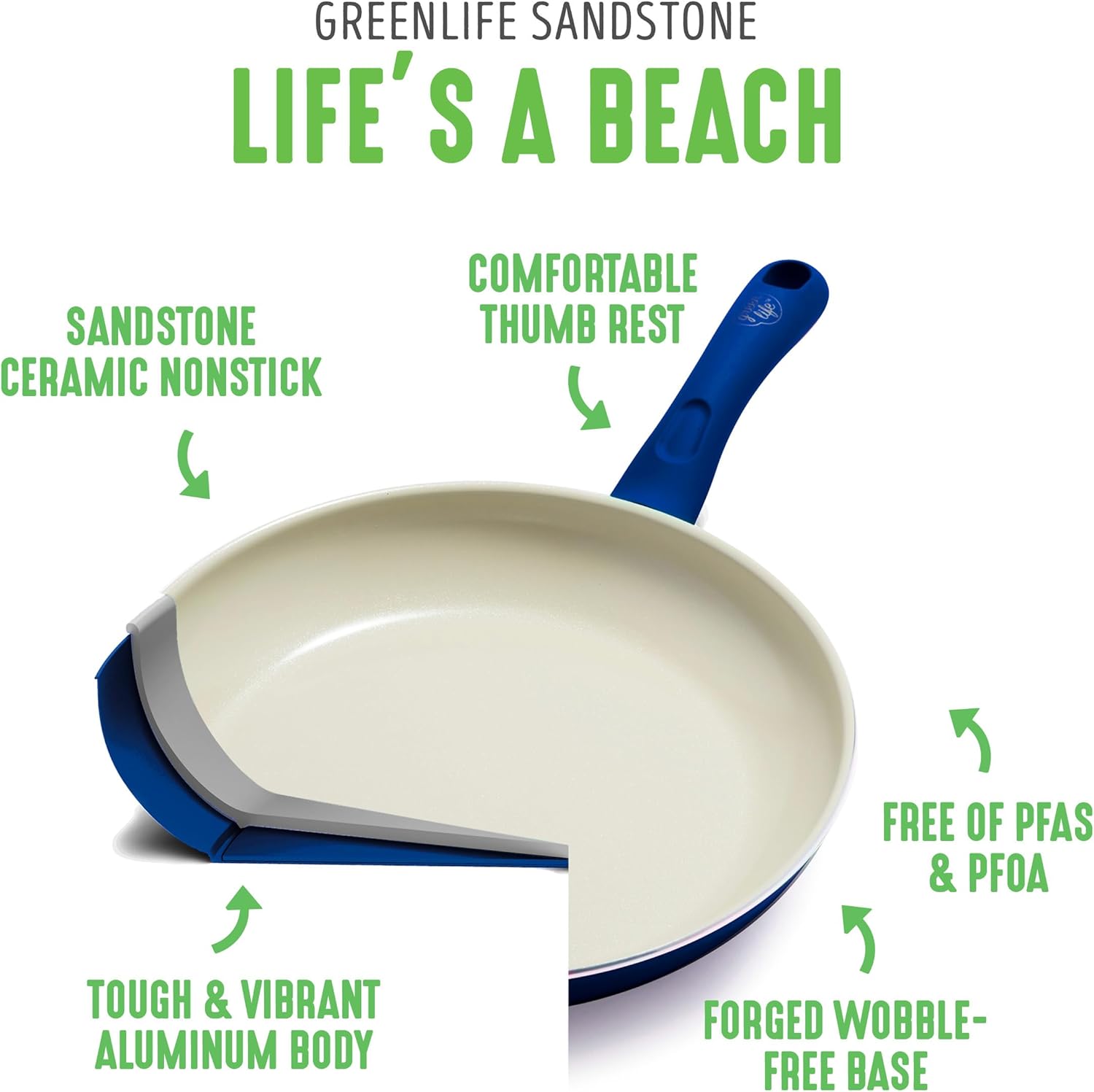 GreenLife Sandstone Healthy Ceramic Nonstick, 15 Piece Kitchen Cookware Pots and Frying Sauce Pans Set, PFAS- Free, Dishwasher Safe, Blue5