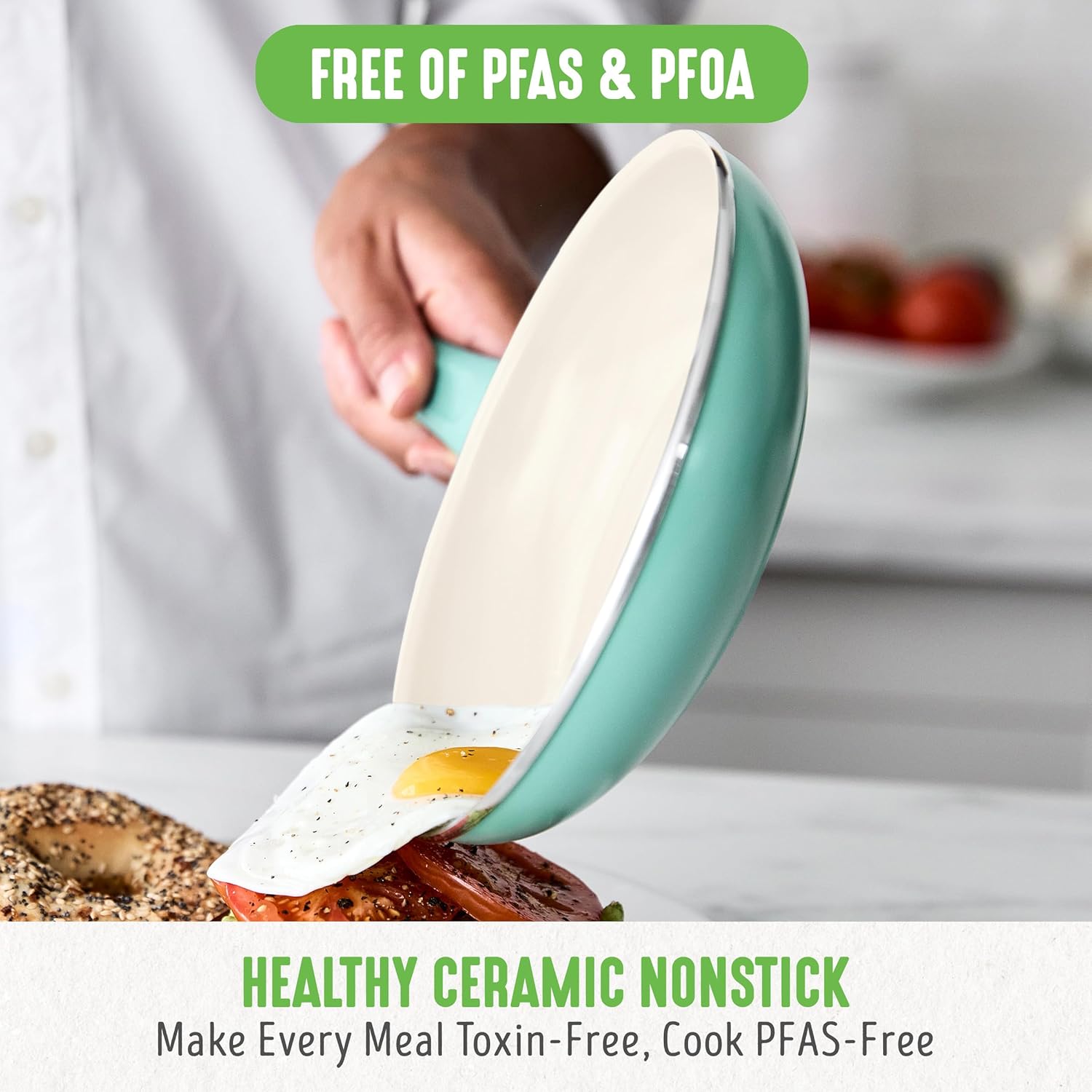 GreenLife Soft Grip Healthy Ceramic Nonstick 23 Piece Kitchen Cookware Pots and Frying Sauce Saute Pans Set with Kitchen Utensils, PFAS-Free, Dishwasher Safe, Turquoise1