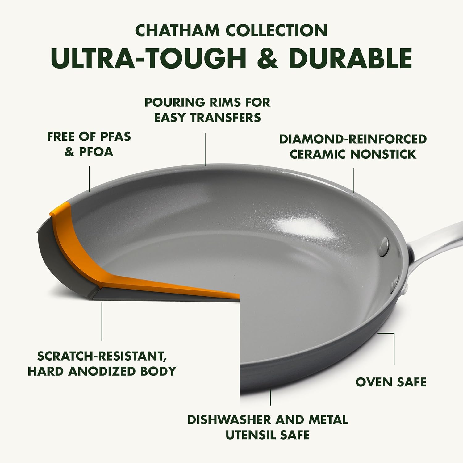 GreenPan Chatham Hard Anodized Healthy Ceramic Nonstick 10 Piece Cookware Pots and Pans Set, Frying Pan Skillets, Saucepans, Saute Pan, Stockpot, Lids, PFAS & PFOA-Free, Dishwasher & Oven Safe, Gray5