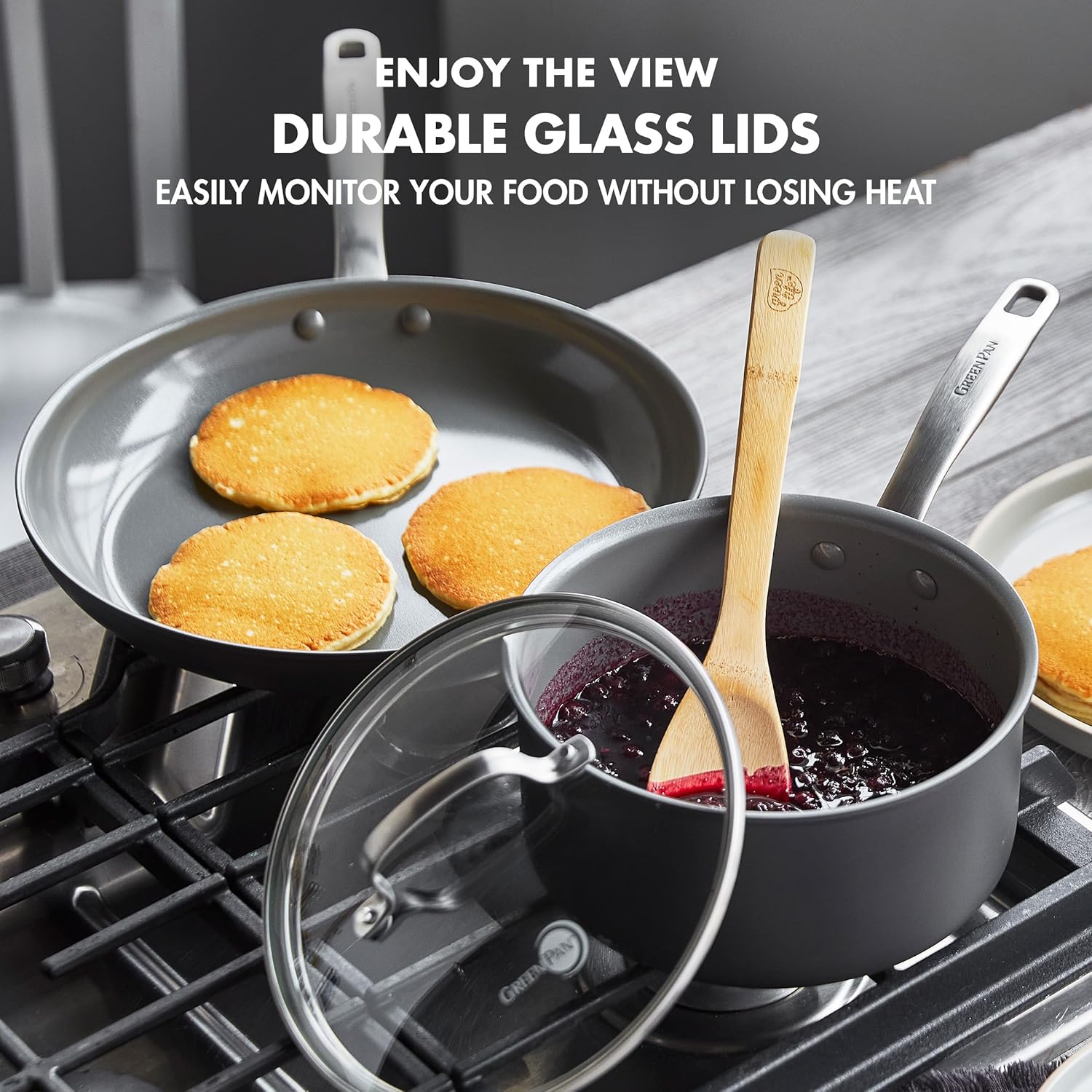 GreenPan Chatham Hard Anodized Healthy Ceramic Nonstick 10 Piece Cookware Pots and Pans Set, Frying Pan Skillets, Saucepans, Saute Pan, Stockpot, Lids, PFAS & PFOA-Free, Dishwasher & Oven Safe, Gray9