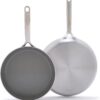 GreenPan GP5 Stainless Steel 5-Ply Healthy Ceramic Nonstick 10" and 12" 2 Piece Frying Pan Skillet Set, Scratch Resistant, Induction, Dishwasher & Oven Safe, PFAS-Free