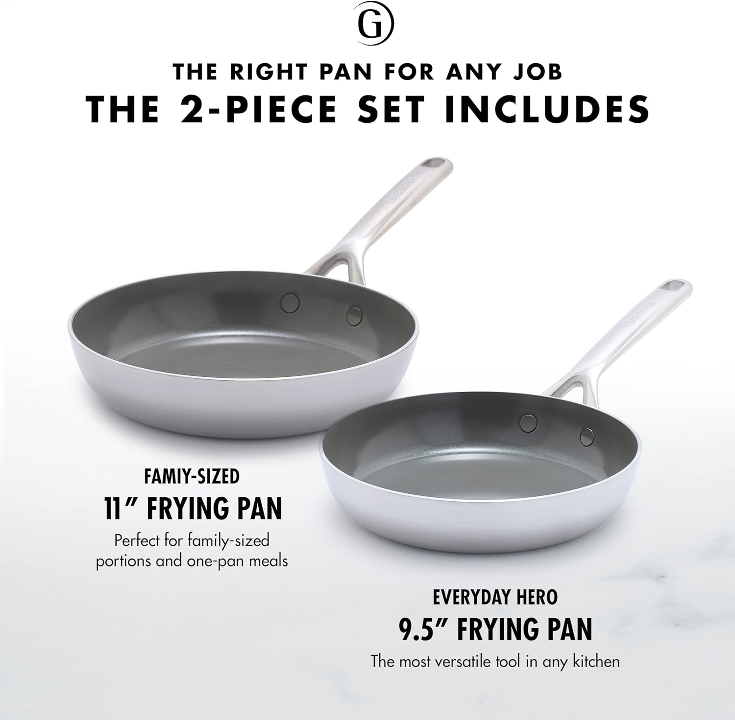 GreenPan GP5 Stainless Steel 5-Ply Healthy Ceramic Nonstick 10 and 12 2 Piece Frying Pan Skillet Set, Scratch Resistant, Induction, Dishwasher & Oven Safe, PFAS-Free3