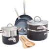 GreenPan Lima Hard Anodized Healthy Ceramic Nonstick 12 Piece Cookware Pots and Pans Set, PFAS-Free, Oven Safe, Gray