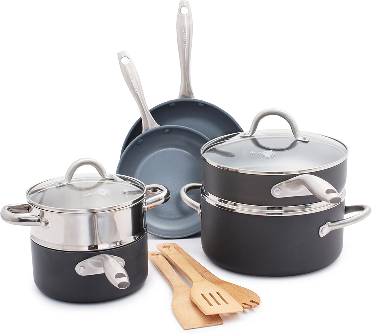 GreenPan Lima Hard Anodized Healthy Ceramic Nonstick 12 Piece Cookware Pots and Pans Set, PFAS-Free, Oven Safe, Gray GreenPan Lima Hard Anodized Healthy Ceramic Nonstick 12 Piece Cookware Pots and Pans Set, PFAS-Free, Oven Safe, Gray