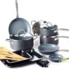 GreenPan Lima Hard Anodized Healthy Ceramic Nonstick 18 Piece Cookware Bakeware Pots and Pans Set, PFAS-Free, Oven Safe, Gray