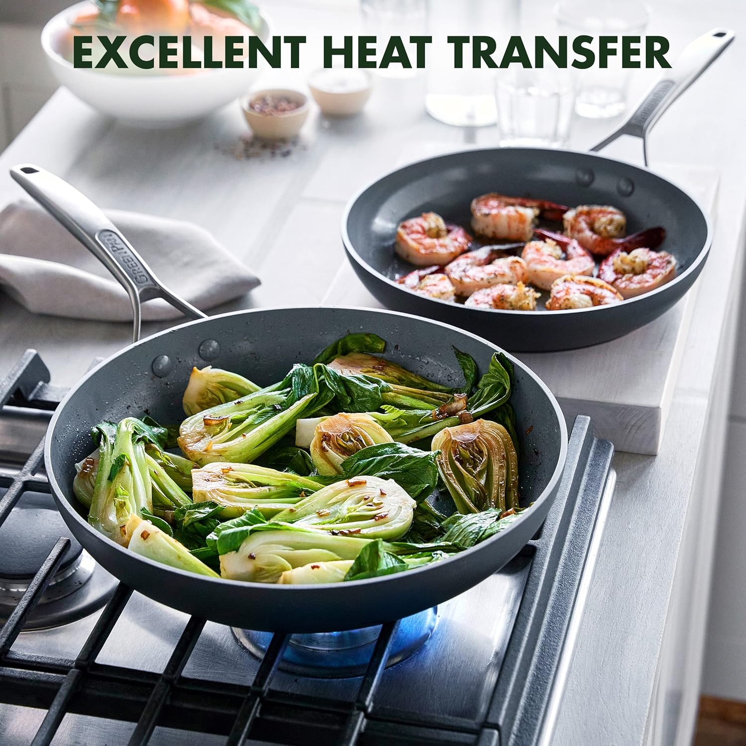 GreenPan Paris Pro Hard Anodized Healthy Ceramic Nonstick, 11 Piece Cookware Pots and Pans Set with Stainless Steel Lids, PFAS-Free, Dishwasher Safe, Grey3