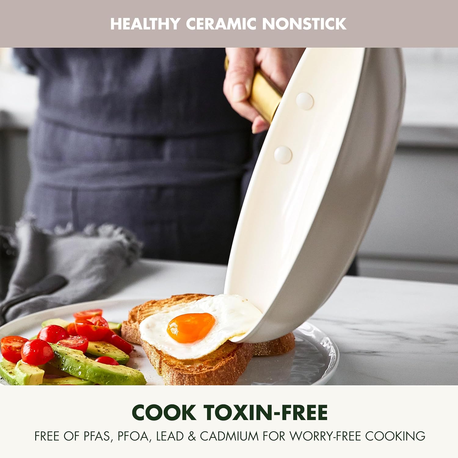 GreenPan Reserve 10 Piece Cookware Set, Non-Toxic PFAS-Free Hard Anodized Healthy Ceramic Nonstick, Stainless Steel Gold Handle, Glass Lids, Dishwasher Safe, Oven & Broiler Safe, Taupe Brown1