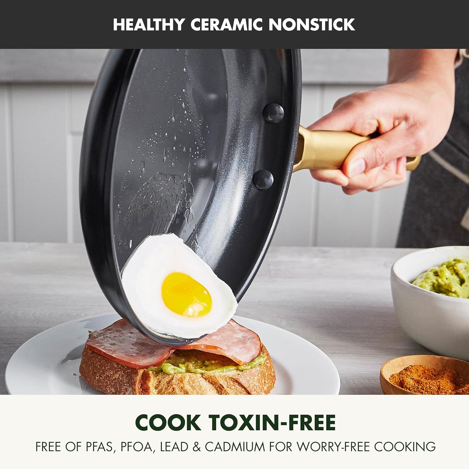 GreenPan Reserve Hard Anodized Healthy Ceramic Nonstick 10 Piece Cookware Pots and Pans Set, Gold-Tone Stainless Steel Handles, PFAS & PFOA-Free, Dishwasher Safe, Oven & Broiler Safe, Black`1