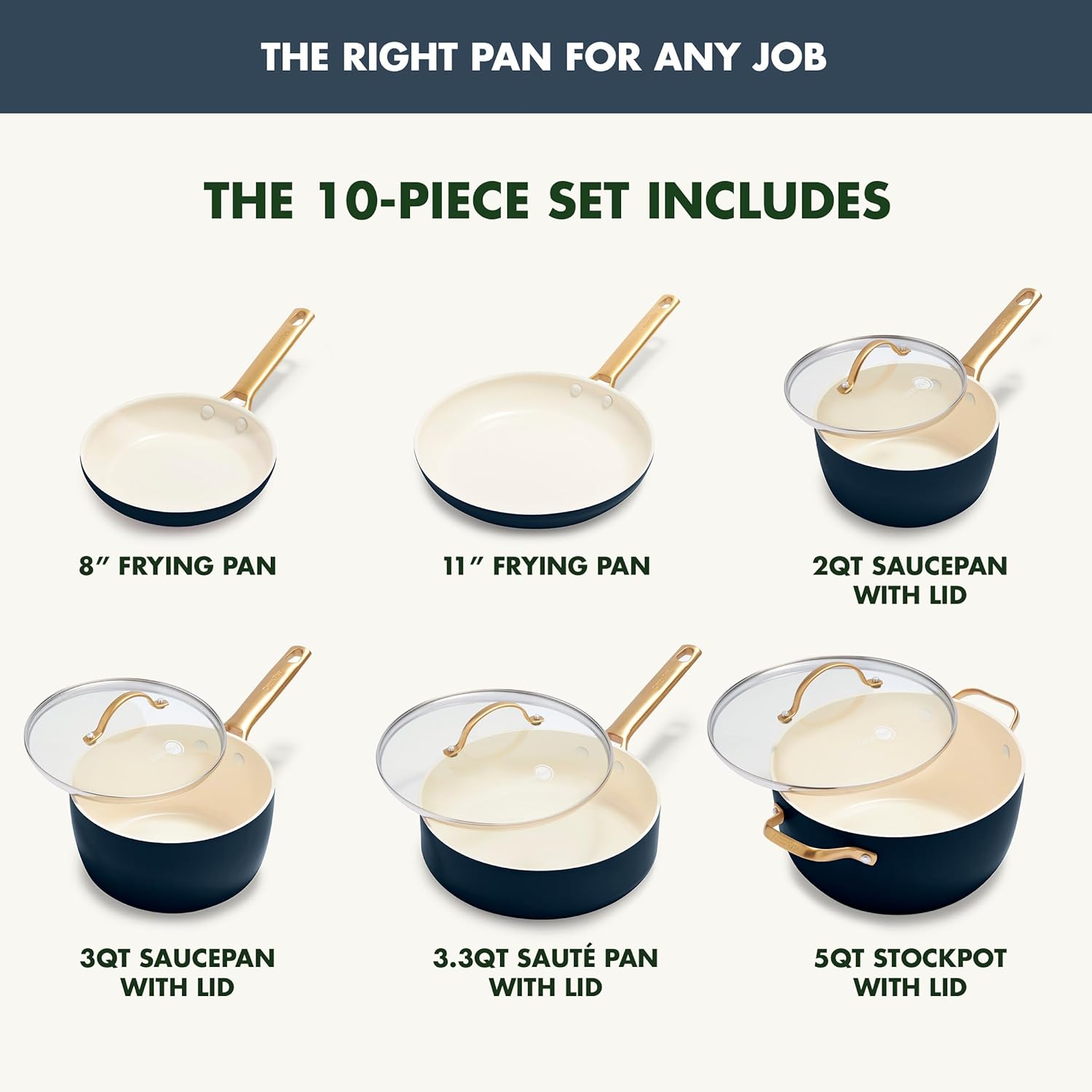 GreenPan Reserve Hard Anodized Healthy Ceramic Nonstick 10 Piece Cookware Pots and Pans Set, Gold-Tone Stainless Steel Handles, PFAS & PFOA-Free, Dishwasher Safe, Oven & Broiler Safe, Twilight Blue5