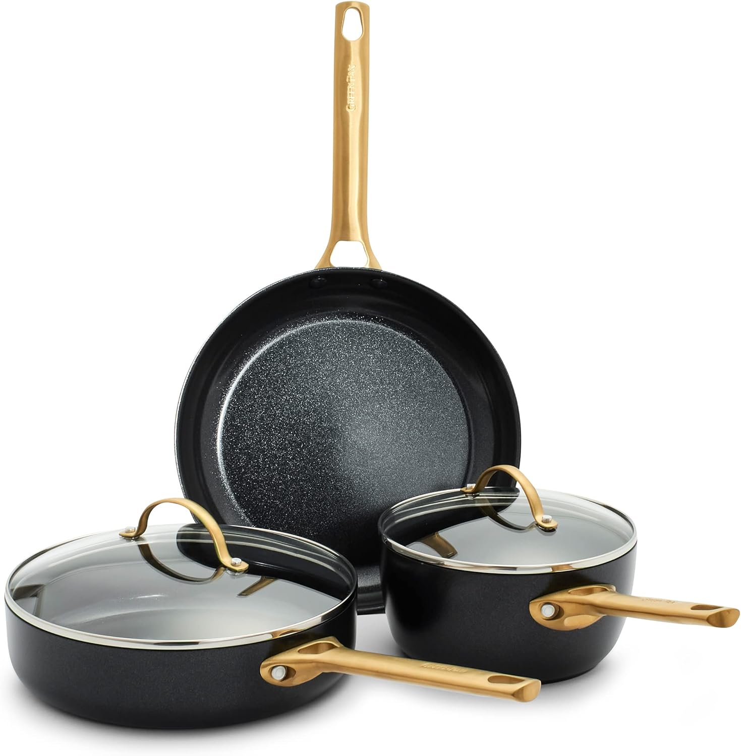 GreenPan Reserve Hard Anodized Healthy Ceramic Nonstick 5 Piece Cookware Pots and Pans Set, Gold Handle, PFAS-Free, Dishwasher Safe, Oven Safe, Black GreenPan Reserve Hard Anodized Healthy Ceramic Nonstick 5 Piece Cookware Pots and Pans Set, Gold Handle, PFAS-Free, Dishwasher Safe, Oven Safe, Black