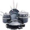 GreenPan Valencia Pro Hard Anodized Healthy Ceramic Nonstick 16 Piece Cookware Pots and Pans Set, PFAS-Free, Induction, Dishwasher Safe, Oven Safe, Gray