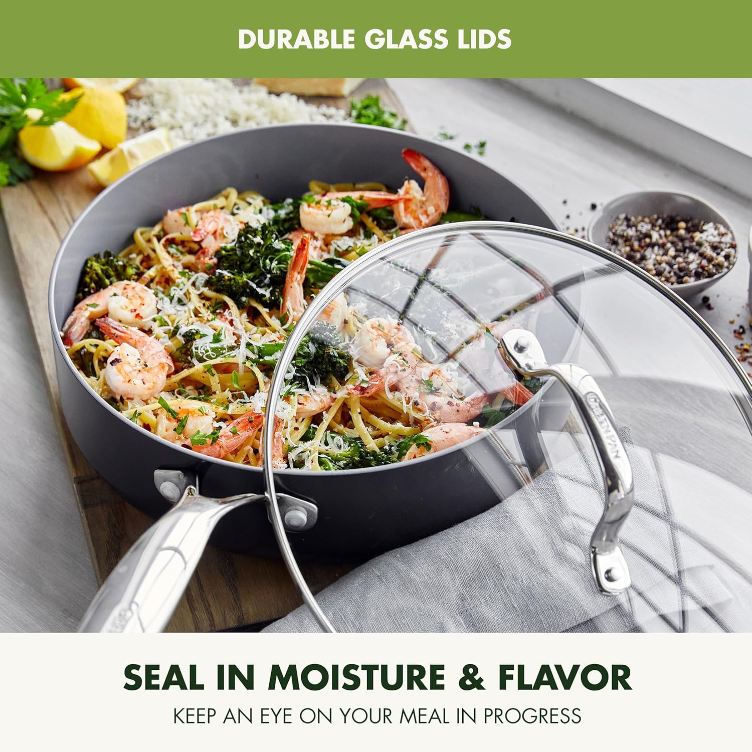 GreenPan Valencia Pro Hard Anodized Healthy Ceramic Nonstick 16 Piece Cookware Pots and Pans Set, PFAS-Free, Induction, Dishwasher Safe, Oven Safe, Gray0