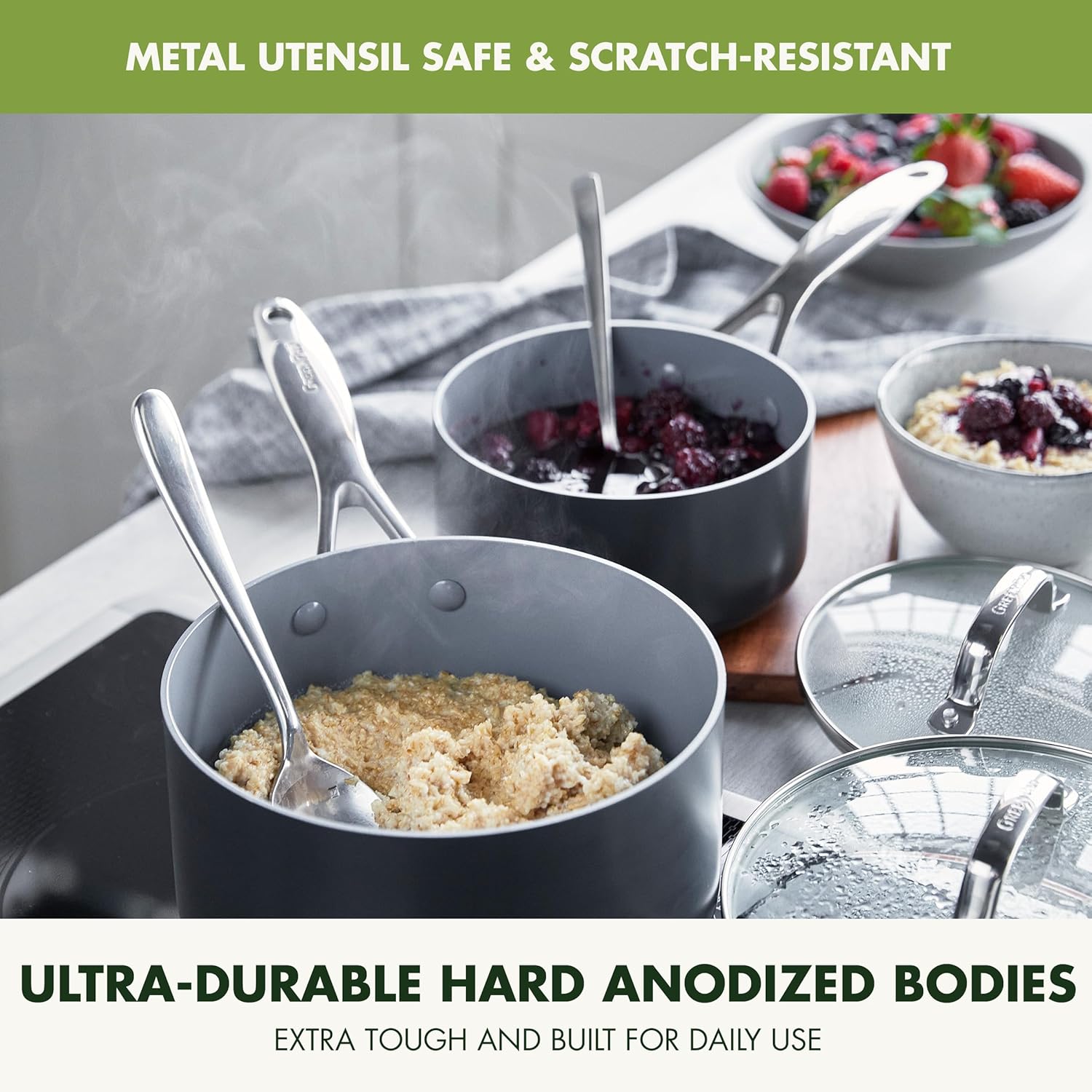 GreenPan Valencia Pro Hard Anodized Healthy Ceramic Nonstick 16 Piece Cookware Pots and Pans Set, PFAS-Free, Induction, Dishwasher Safe, Oven Safe, Gray7