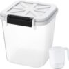 HANAMYA 20 LB Rice Storage Container with Measuring Cup, BPA free, For Rice | Grain | Pet Food | Flour, 1 count, Clear & Black