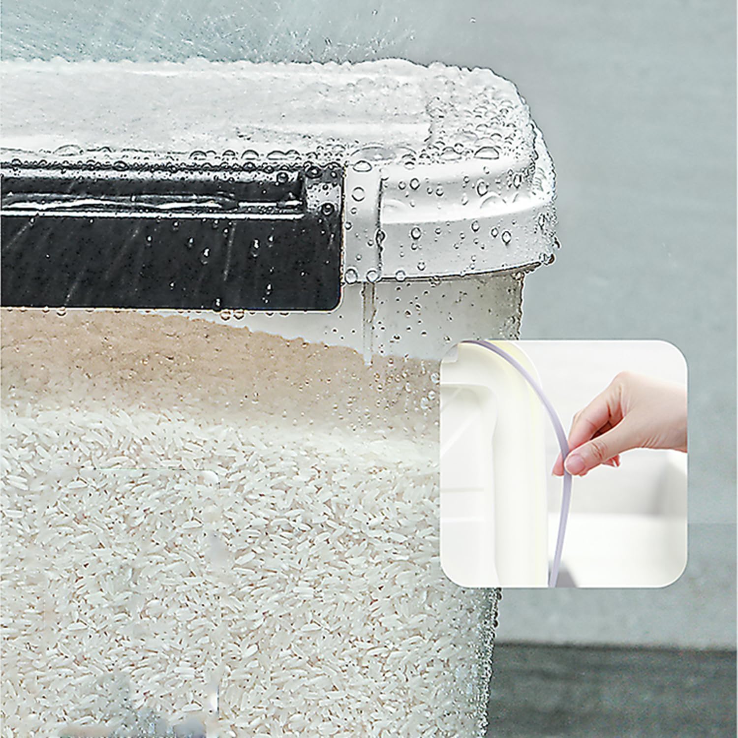 HANAMYA 20 LB Rice Storage Container with Measuring Cup, BPA free, For Rice Grain Pet Food Flour, 2 count, Clear & Black6