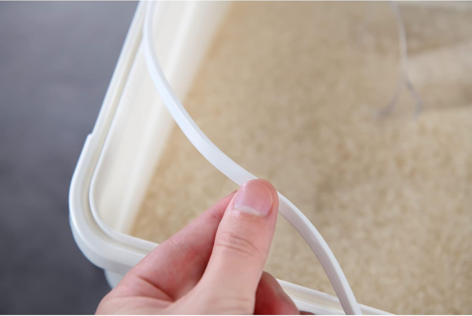 HANAMYA 25 Liter 40 lbs Rice Storage Container with Measuring Cup, BPA free, For Rice Grain Pet Food Flour, 2 count, Whitei