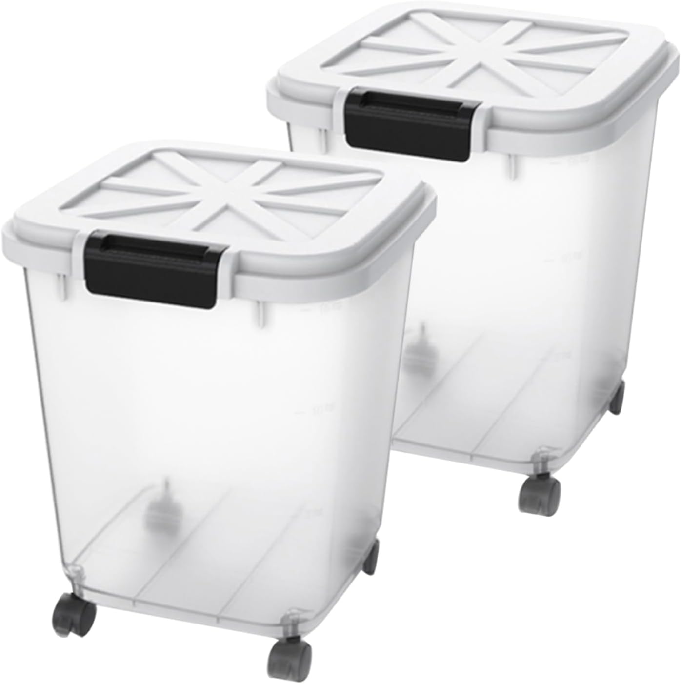 HANAMYA 40 LB Rice Storage Container with Measuring Cup, BPA free, For Rice Grain Pet Food Flour, 2 count, Clear & Black HANAMYA 40 LB Rice Storage Container with Measuring Cup, BPA free, For Rice | Grain | Pet Food | Flour, 2 count, Clear & Black