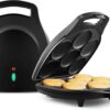 Holstein Housewares Non-Stick 6-Section Multi-Food Maker - Arepas, Mini Pancakes, Corncakes and More, 6-PC, Matte Black