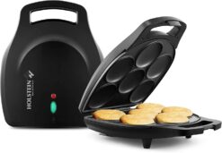 Holstein Housewares Non-Stick 6-Section Multi-Food Maker - Arepas, Mini Pancakes, Corncakes and More, 6-PC, Matte Black