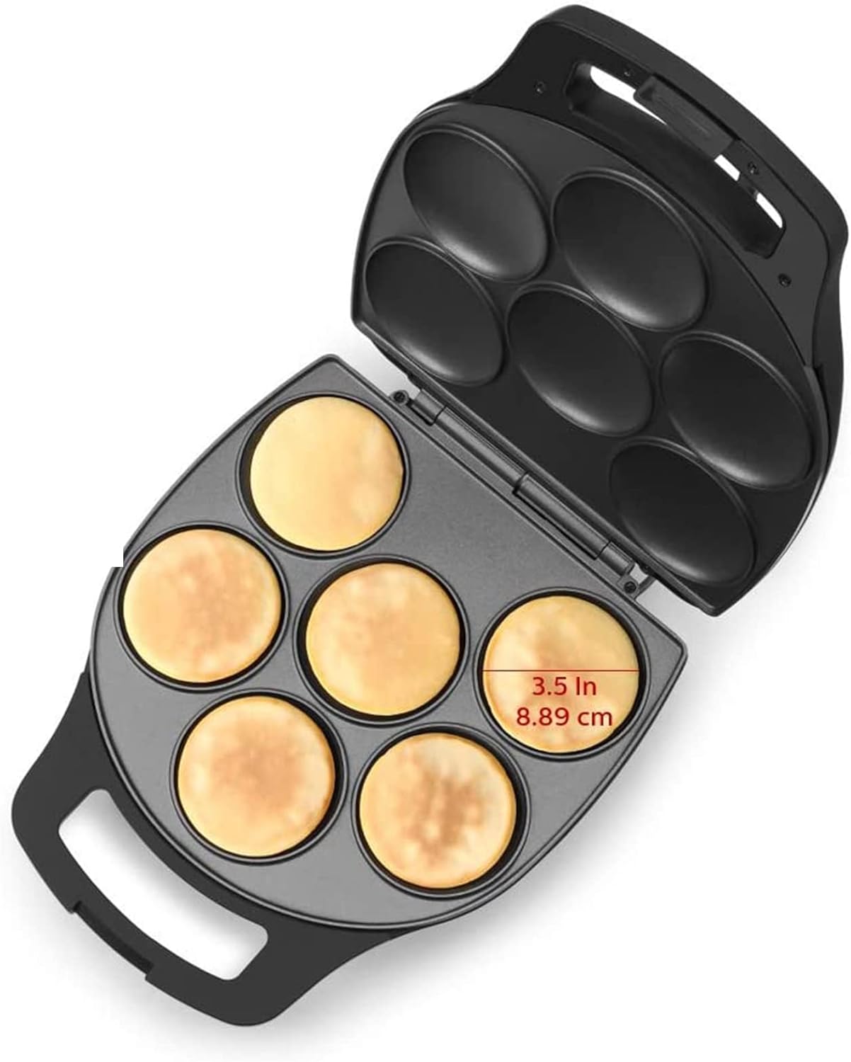 Holstein Housewares Non-Stick 6-Section Multi-Food Maker - Arepas, Mini Pancakes, Corncakes and More, 6-PC, Matte Black4