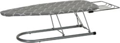 Household Essentials Steel Top Table Top Ironing Board with Iron Rest, Steel Mesh with Cotton Cover, Gray and White